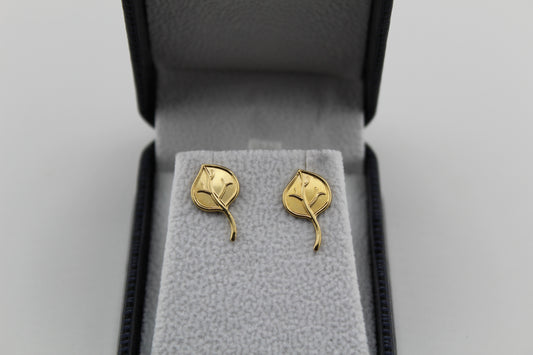 Aspen Leaf Earrings - 18K Gold