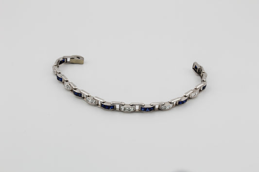 Platinum Diamond & Sapphire Bracelet – 7.25”